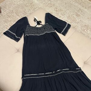 Free People Black Dress with White Accents